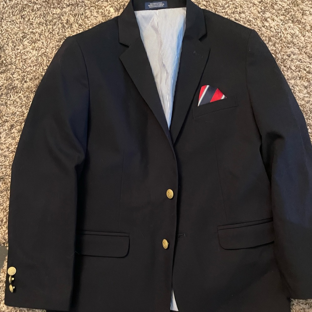 Boys Izod Navy Blazer with goldstone buttons